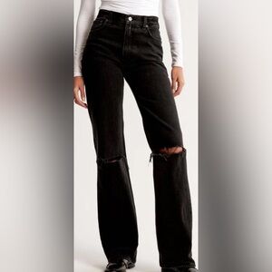 Abercrombie & Fitch Black Ultra High Rise 90s Straight Jeans